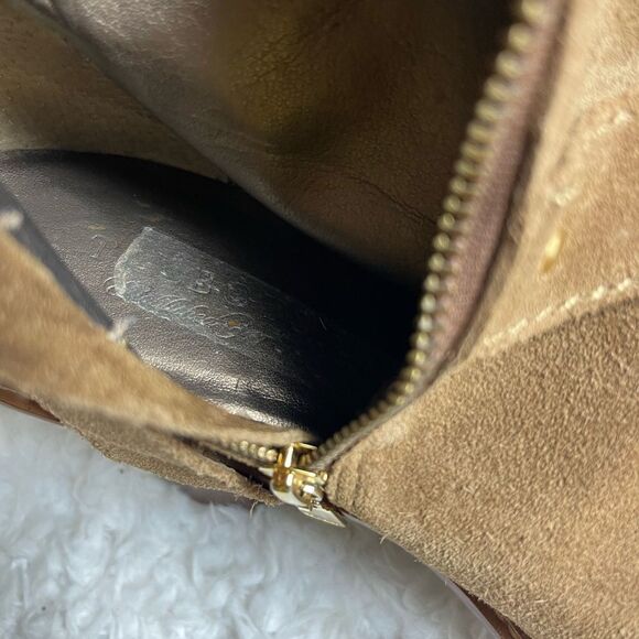 Talbots Brown Leather Suede mid calf Boots. Side zipper gold tone accent SZ 9.5 - Picture 10 of 11